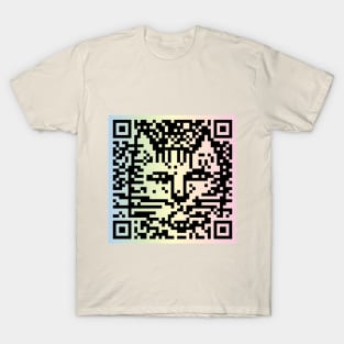 QR Code kitty in black on pastel colors, scan me T-Shirt